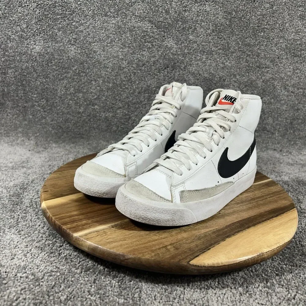 Nike Blazer Mid '77 GS DA4086-100 Kids Size 4.5Y White Black Leather Shoes Used